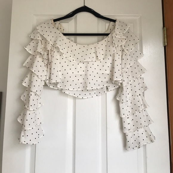 Polka Dot Ruffled Crop - Picture 2 of 2